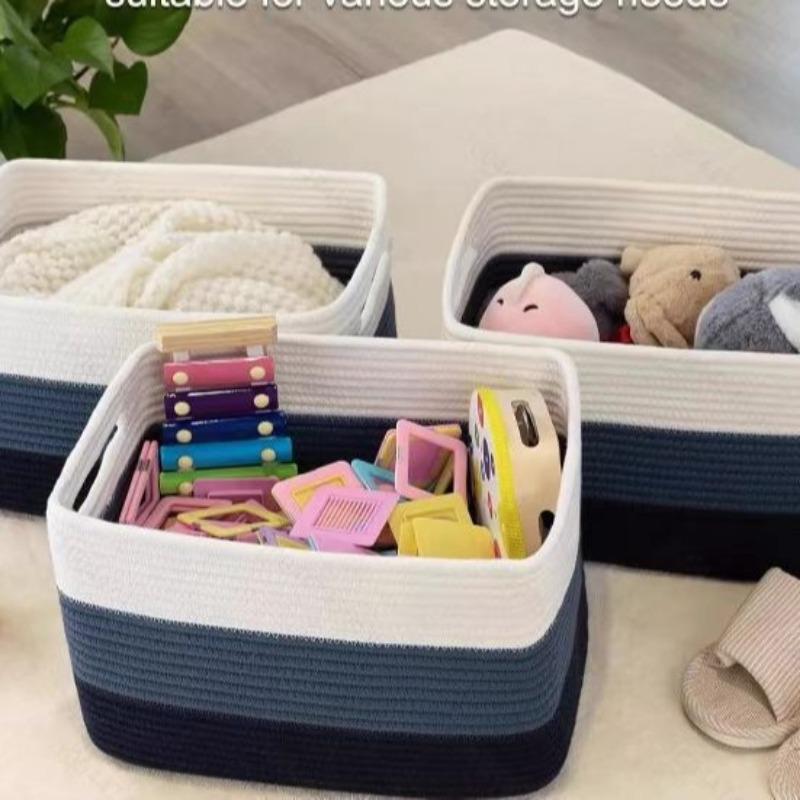 Storage Basket Rectangular Two Tone Design Hollow Handles Perfect for Laundry Toys Sorting Home Living Room Bedroom Bedroom