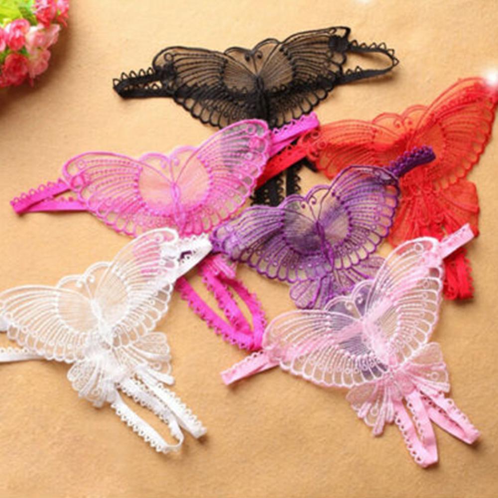 Womens Panties Butterfly G-string Lace Open Crotchles