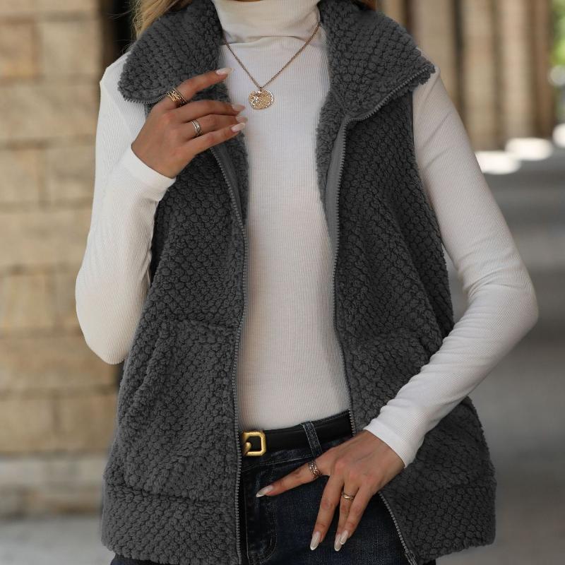 

Женская одежда, Новые осенне-зимние стили, Кардиган, На молнии, Свободный крой, Куртка с карманами, Двусторонний плюш, Жилет, Зимний теплый внутренний слой L темно-серого