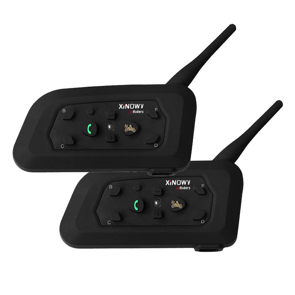 2Pcs XINOWY V6 Pro Motorcycle Helmet Bluetooth Headset 2-Way Motorcycle Intercom Waterproof Handsfree Motorbike Headpho чёрный