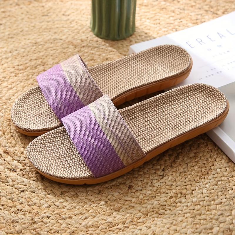 1 Pair Linen Slippers - Breathable, Sweat Absorbent, Non-Slip EVA Sole for Indoor House Shoes, Casual All-Season Wear