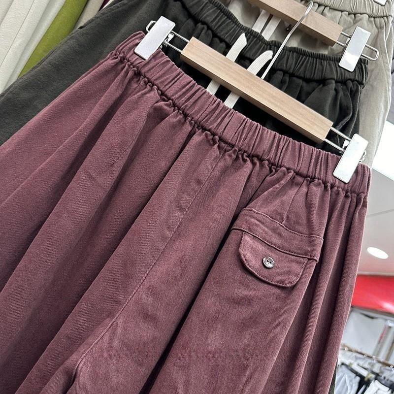 Plus Size Japanese Style Casual Wide-Leg Pants for Women - Slimming, Versatile, Nine-Tenth Length