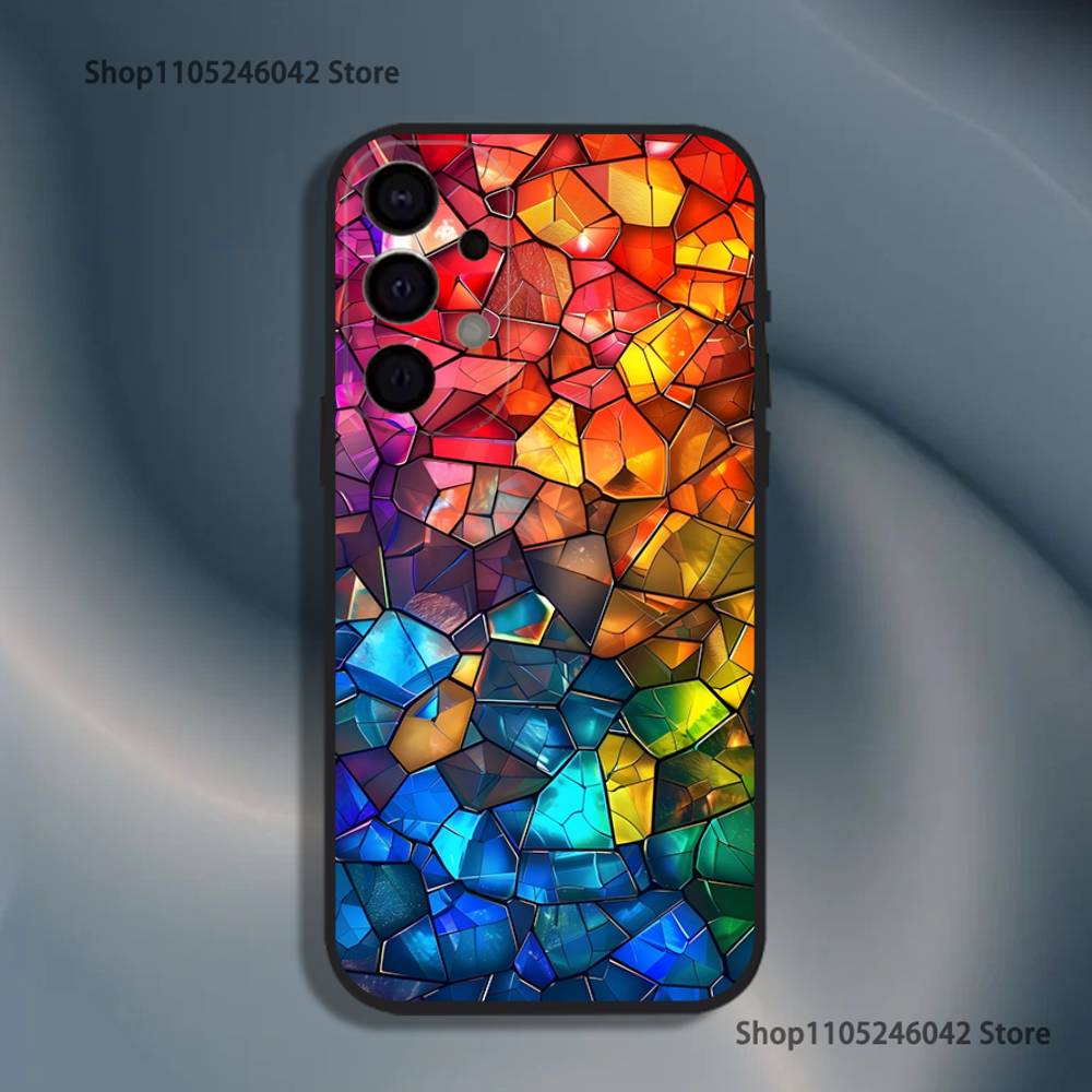 Bunte Glas-Handyhülle für Samsung S26, S25, S24, S21, S22, S23, S30, Ultra, S20, Plus, Fe, Lite, 5G Schwarze Hülle