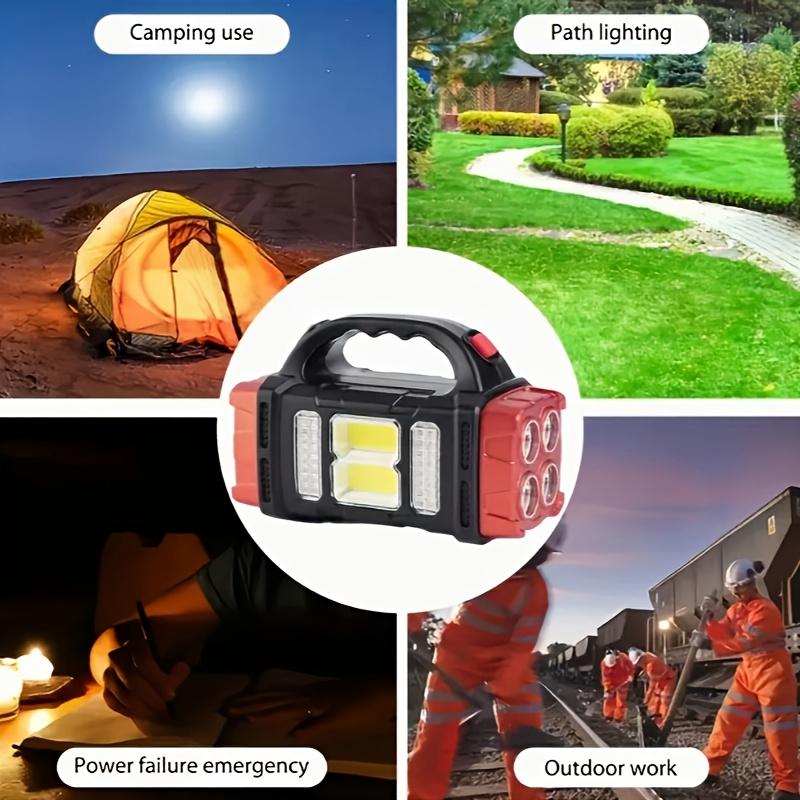Portable Solar Flashlight, LED Handheld Flashlight, COB Floodlight,4 Modes Rechargeable Emergency Work Light, Suitable for Hiking,maintenance,fishing