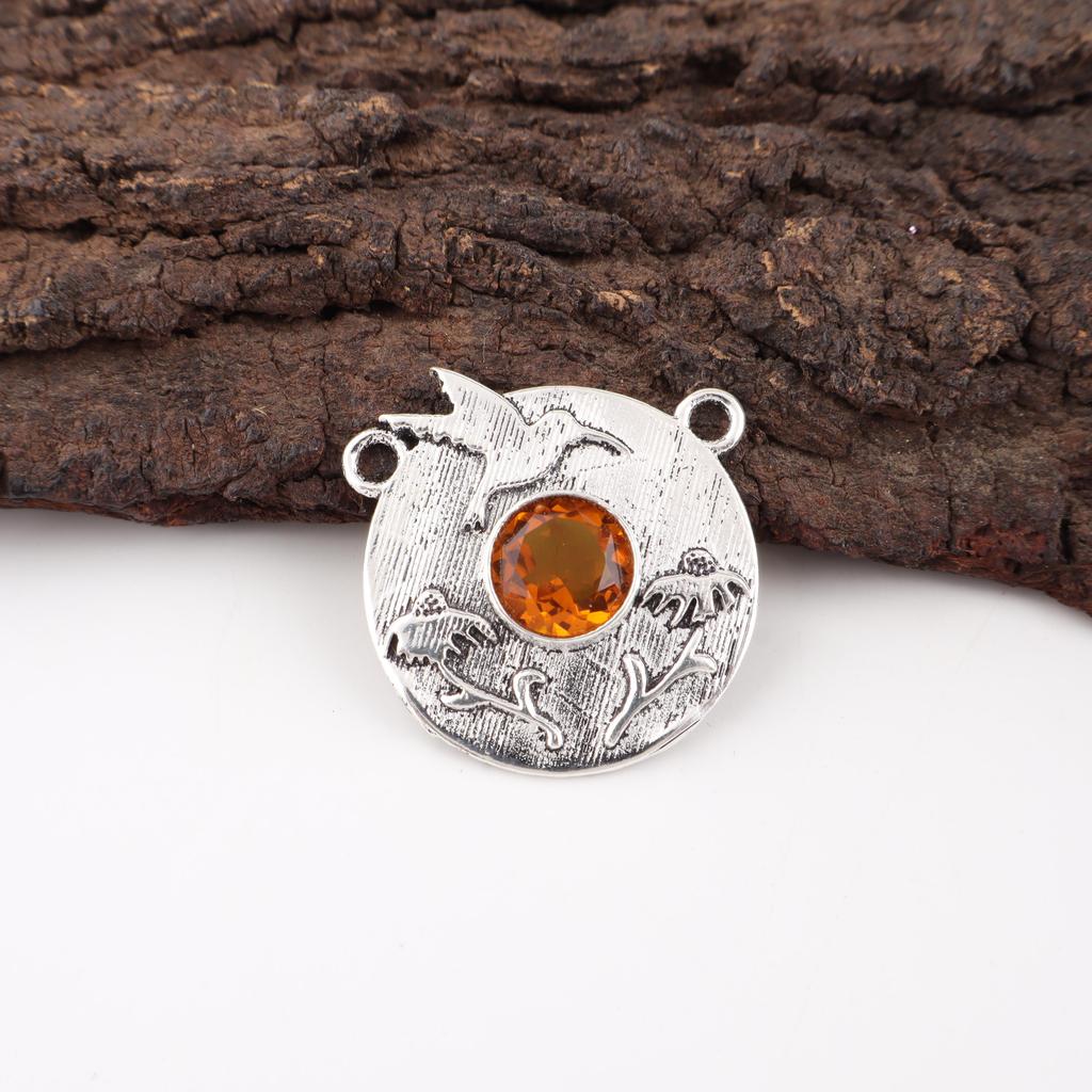 Citrine Pendant Gemstone Jewelry, 925 Solid Sterling Silver Pendant, Handmade Jewelry Birthstone Pendant, Gift For Him