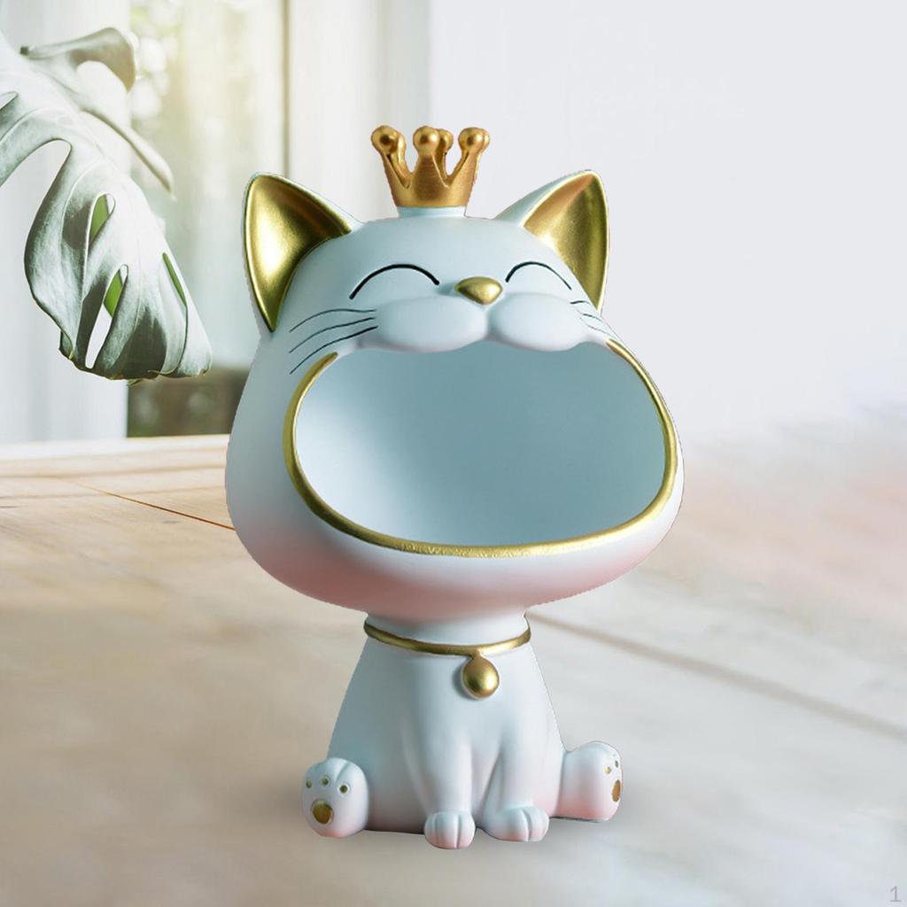 Katzenstatue Halter Harz Tierfigur Skulptur Schale Schreibtisch Schlüssel Serviertablett Aufbewahrungsbox für Schrank