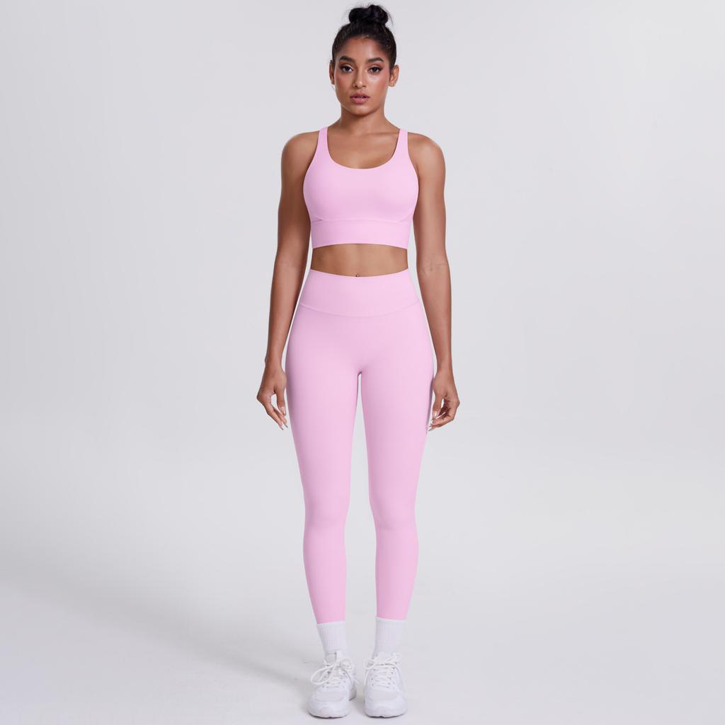 New Woolen Tight Yoga Dress Cross Back Sports Bra Set Cloud Sensing Speed Drying Running Fitness Two Piece Set For Women