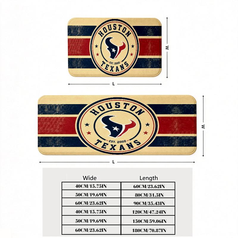 Houston Texans Flannel Kitchen Mat Christmas Soft Area Rug Non Slip Floor Carpet Home Decoration