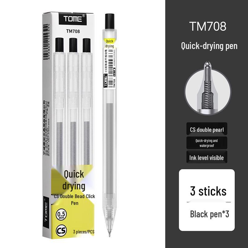 

TOME Quick-Drying Clickable Gel Pen 708 | Black Conical Tip for Students | Ideal for Note-Taking & Exams 0.5mm