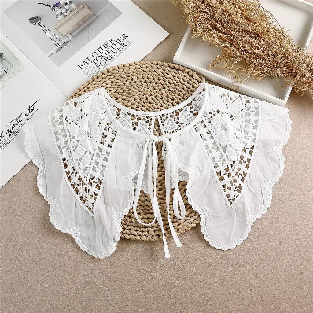 Summer Bow Tie Shawl White Fake Collars for Women Removable Dress Detachable Collar Wrap Shawl  False Collar Decor