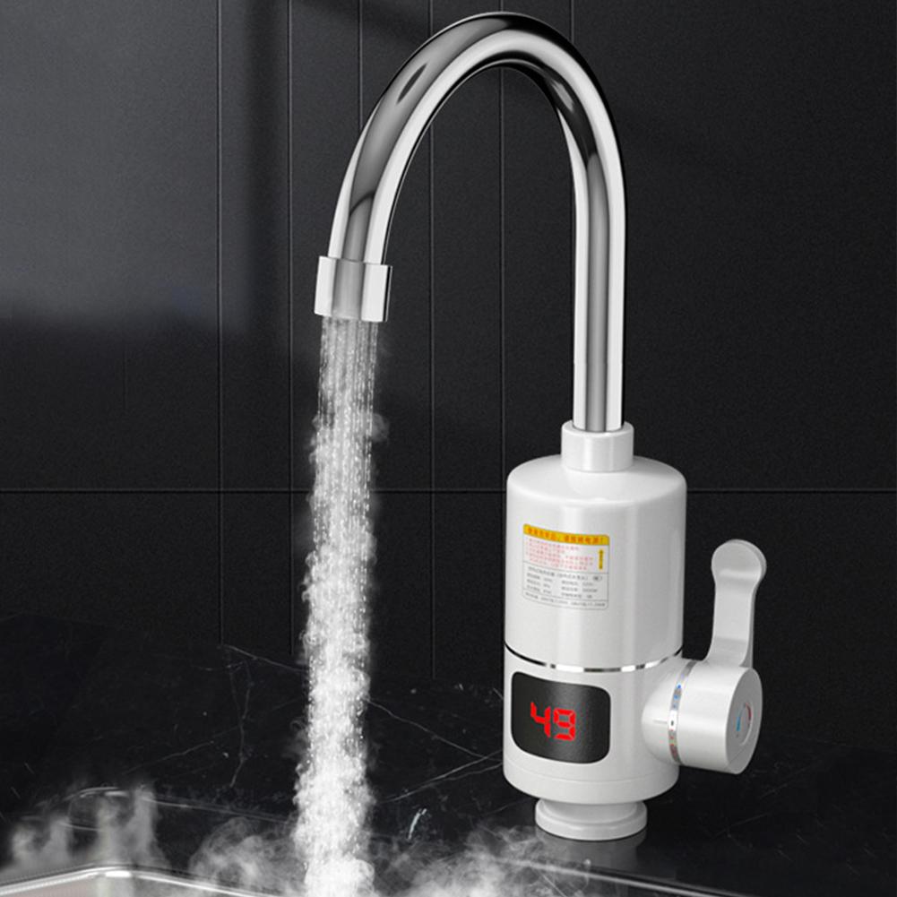 Electric Cold Heating Faucet 3000W Tankless Instantaneous Water Heater 360 Degree Rotation Water Heater LCD Digital for Kitchen