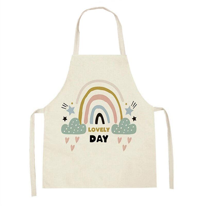 

Cartoon Excavator Car Print Linen Sleeveless Apron Stain-Proof Home Daily Use Parent-Child Clothing