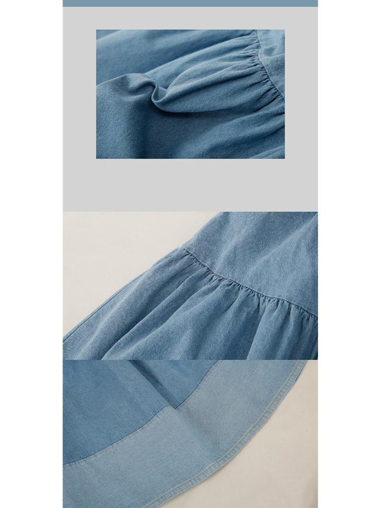 2023 Plus Size Elastic Waist Denim Midi Skirt - Versatile Spring Clothing for Women