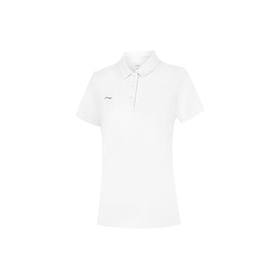 Li Ning Toplu Alım Serisi Düz Renk Nefes Alabilir Hızlı Kuruyan Polo Yaka Tişört Kadın Üst Beyaz APLU190-1