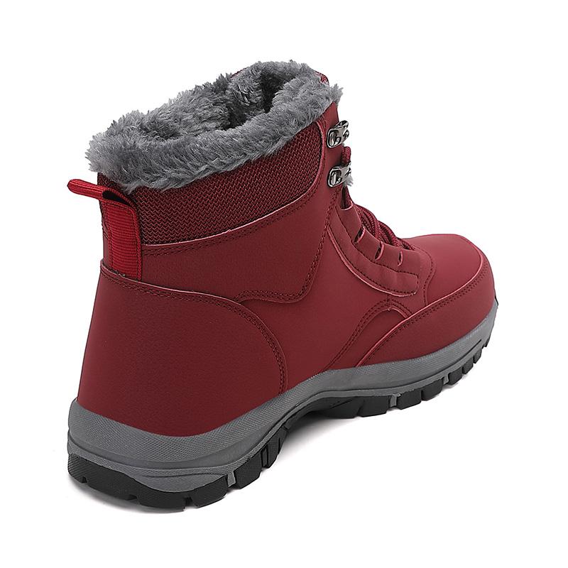 High-top Winter Cotton Shoes Men Women Plush Snow Boots PU Leather Ankle Boots Non-slip Outdoor Hiking Sneakers Casual Shoes