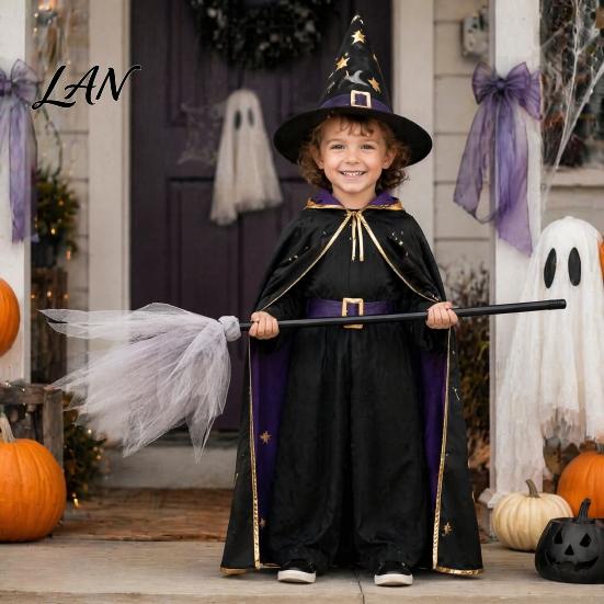 Reusable Cosplay Prop Halloween Witch Broom Prop, Detachable Mesh Wizard Broomstick for Costume Accessories Party Stage Performance, Haunted