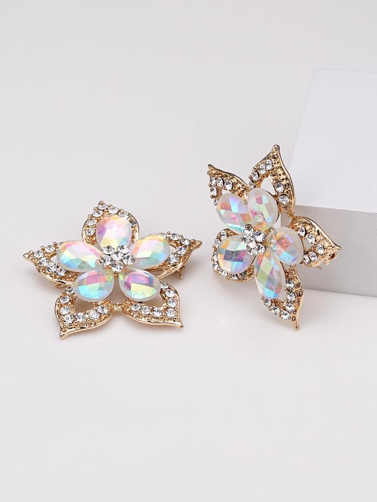 Crystal Flower Metal Brooch: Five-Petal Design for Handbags, Bouquets, and Clothing Accessories