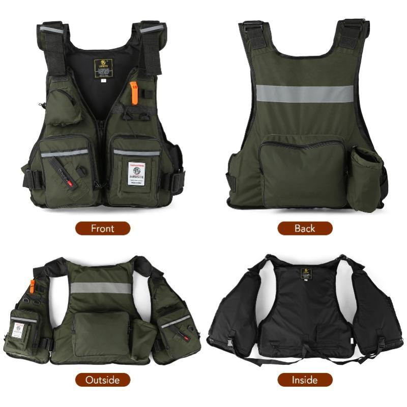 Men Professional Life Jacket Buoyancy Suit Portable Fishing Vests Multi-Pockets Waterproof Sea Fishing Adjustable Vest