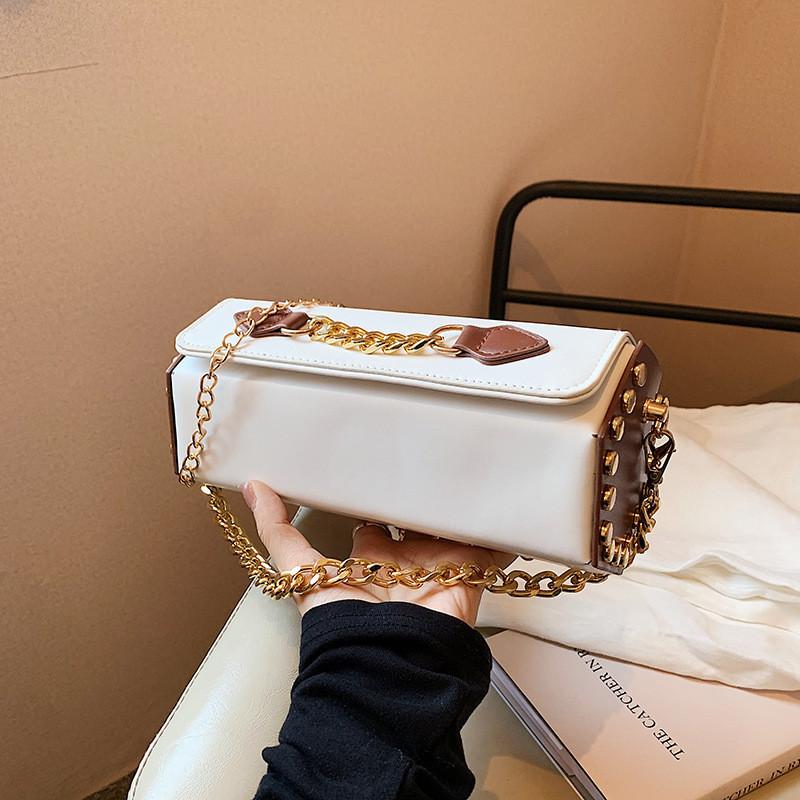 Stylish 2024 Korean Fashion Casual Solid Color Women's Cylinder Bag With Chain Strap