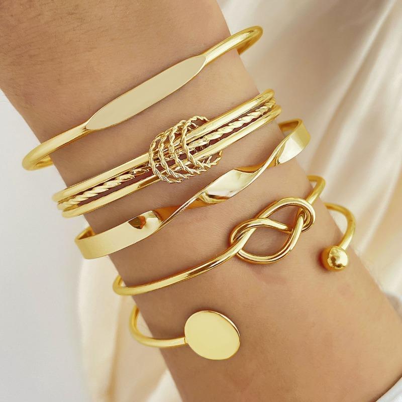 Jewelry, Rhombus Twist Glossy Bracelet Set, Irregular Punk Bracelet Set