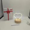 3D Night Light with Solid Wood Base - Erasable Luminous Acrylic Message Board