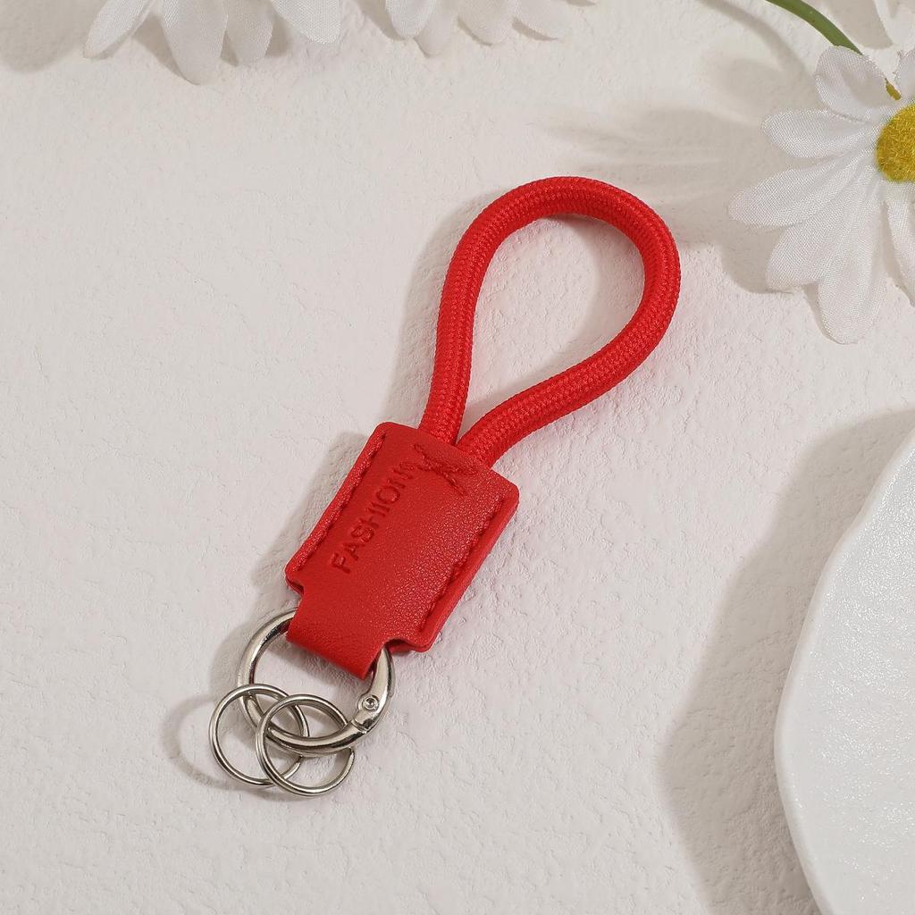 Handwoven Genuine Leather Keychain Pendant - Embossable Logo, High-Quality Lanyard, Anti-Loss Car Keychain.