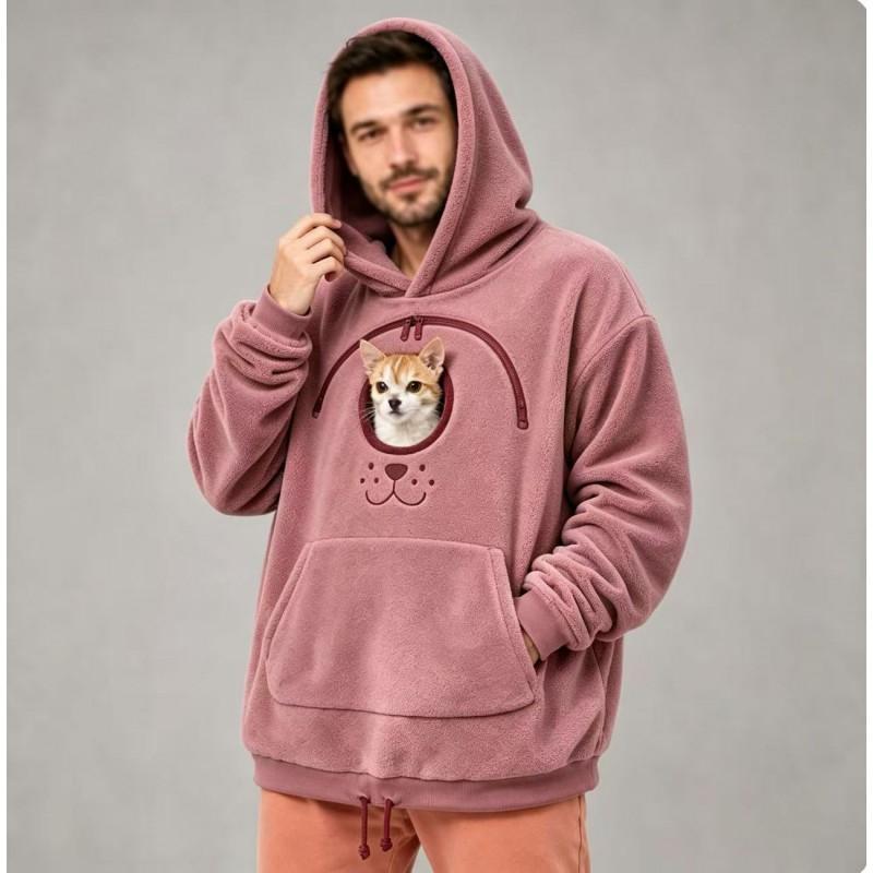 2026 Solid Color Hooded Pet Loose Fit Pullover Sweatshirt Unisex Casual Top