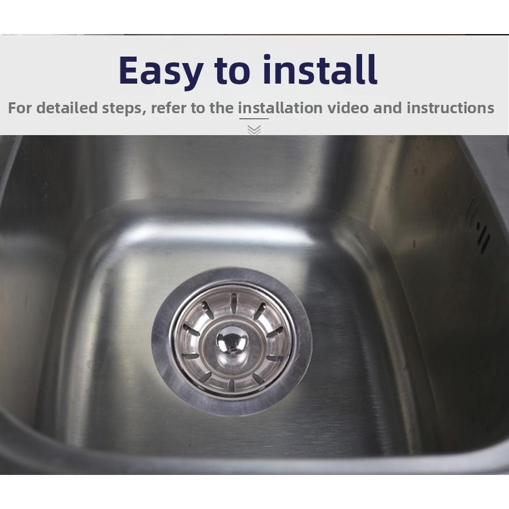 Sink Drain Strainer With PP Cover Kit Dual-Layer 69mm Stainless Steel For 54-60mm Kitchen Leak Prevention Drain Spare Parts