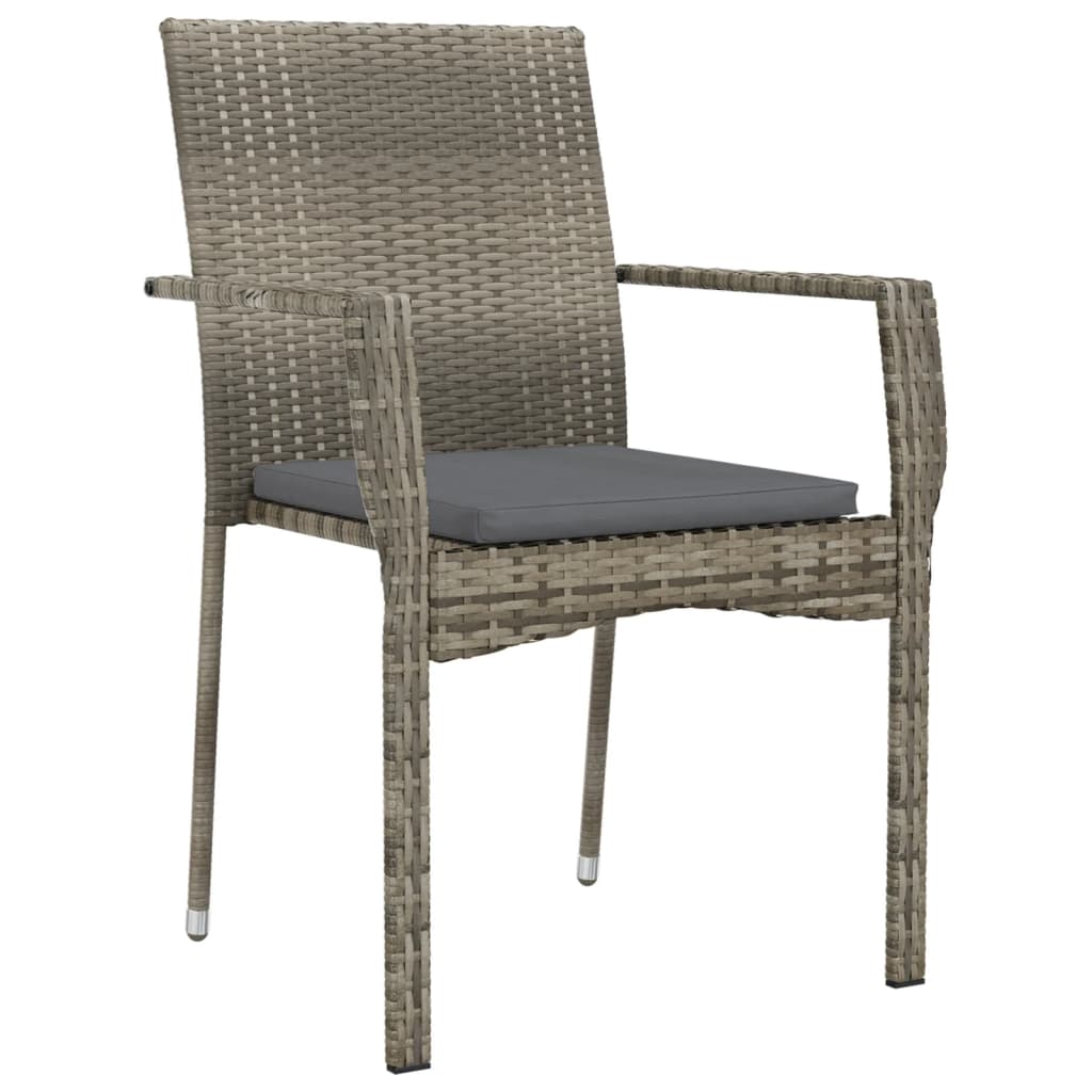 VidaXL 5-tlg. Garten-Essgruppe mit Kissen Schwarz und Grau Poly Rattan