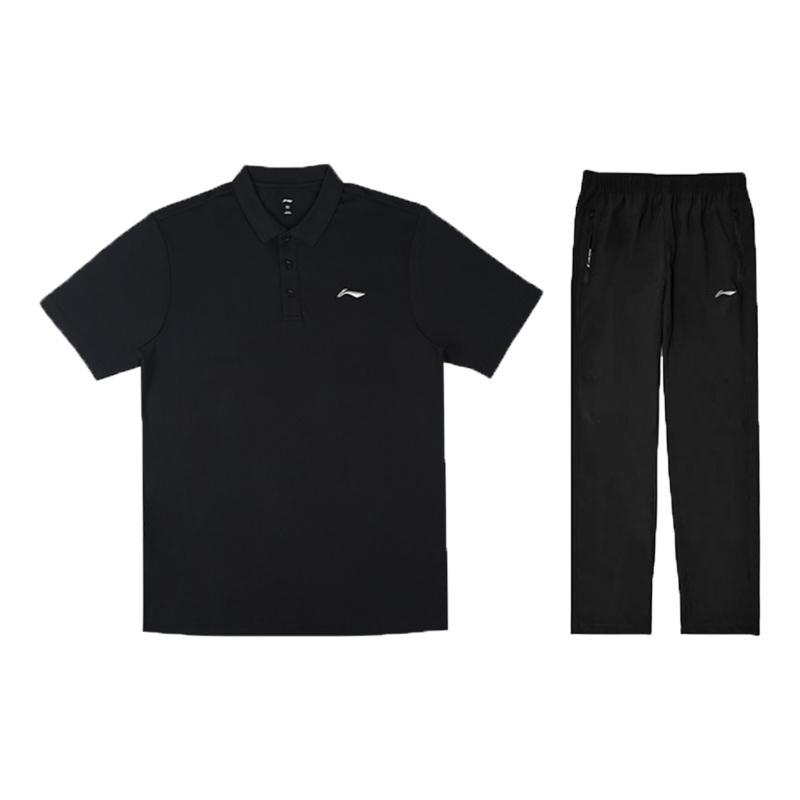 

Li-Ning Solid Color Ice Silk Cool Feeling Quick Dry Breathable Running Long Pants Casual Sports Suit Unisex Sports Suit YYKV139-1+YPLV043-2 S