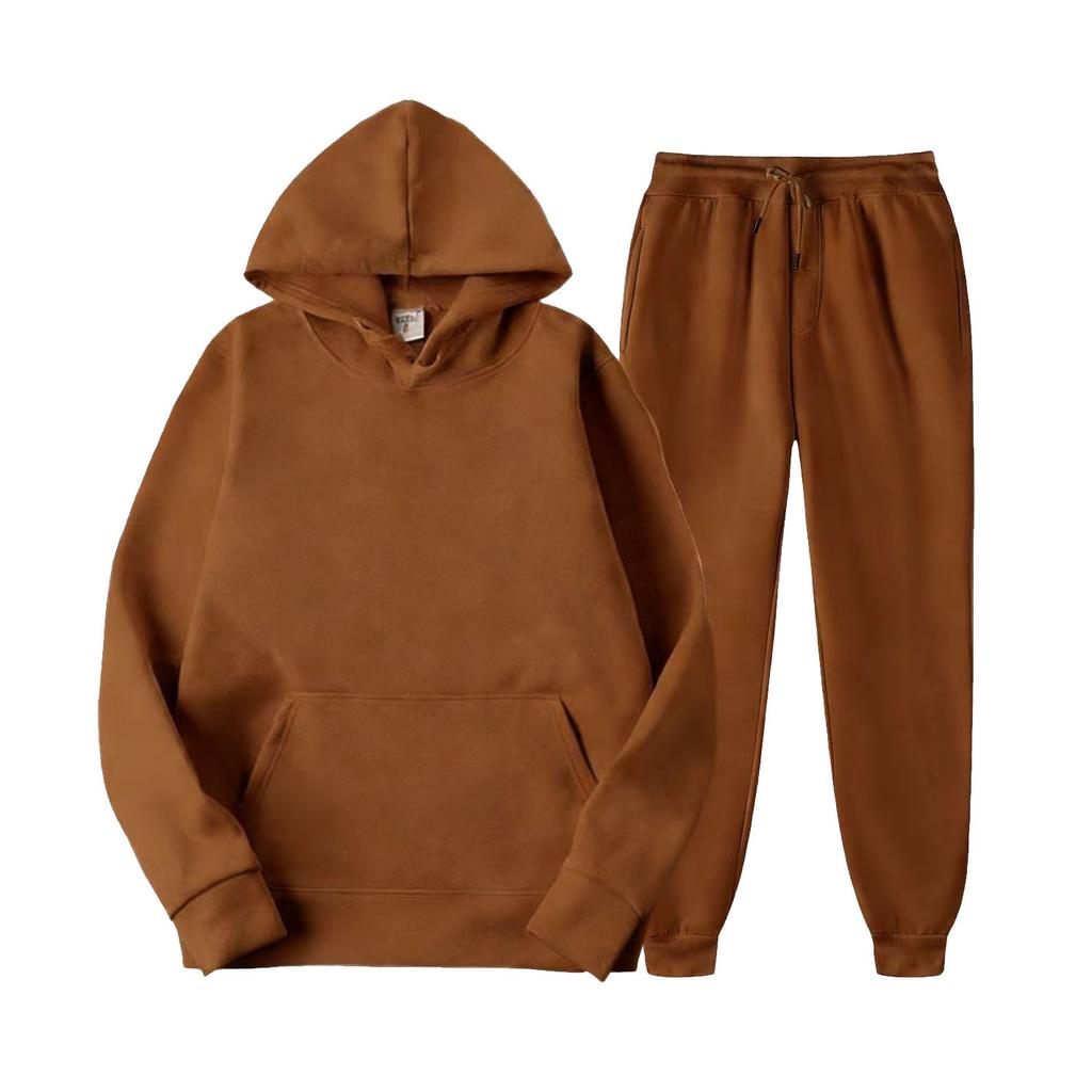 Men's Solid Color Suit Hooded Sweater Sports Two-piece Suit Sports Suit Men's Clothing