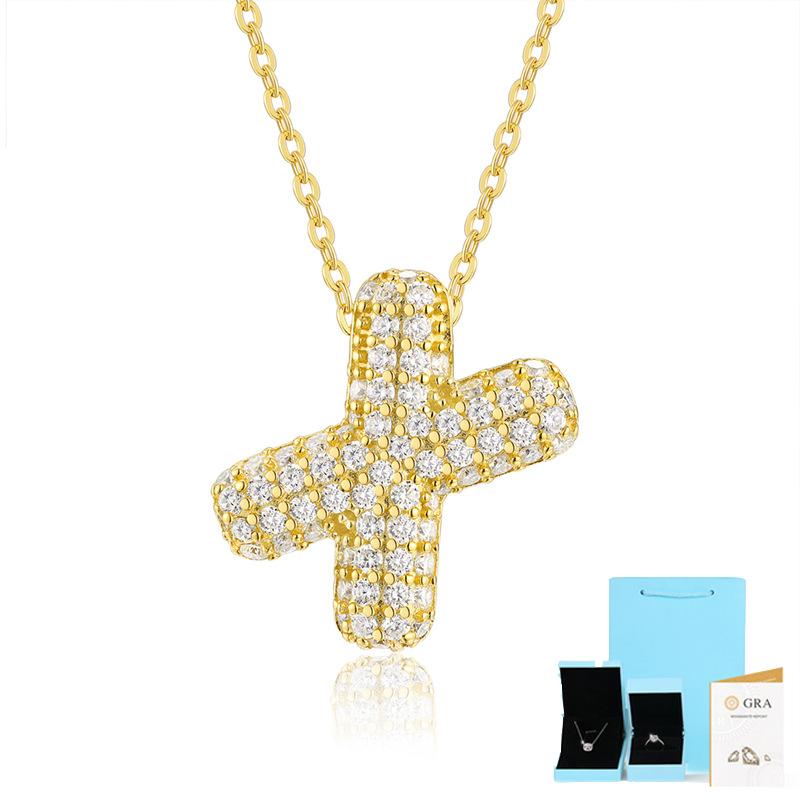 Letter Pendant Necklace 925 Silver Plated 18K Gold Collarbone Chain Fashionable Versatile Moissanite Chain