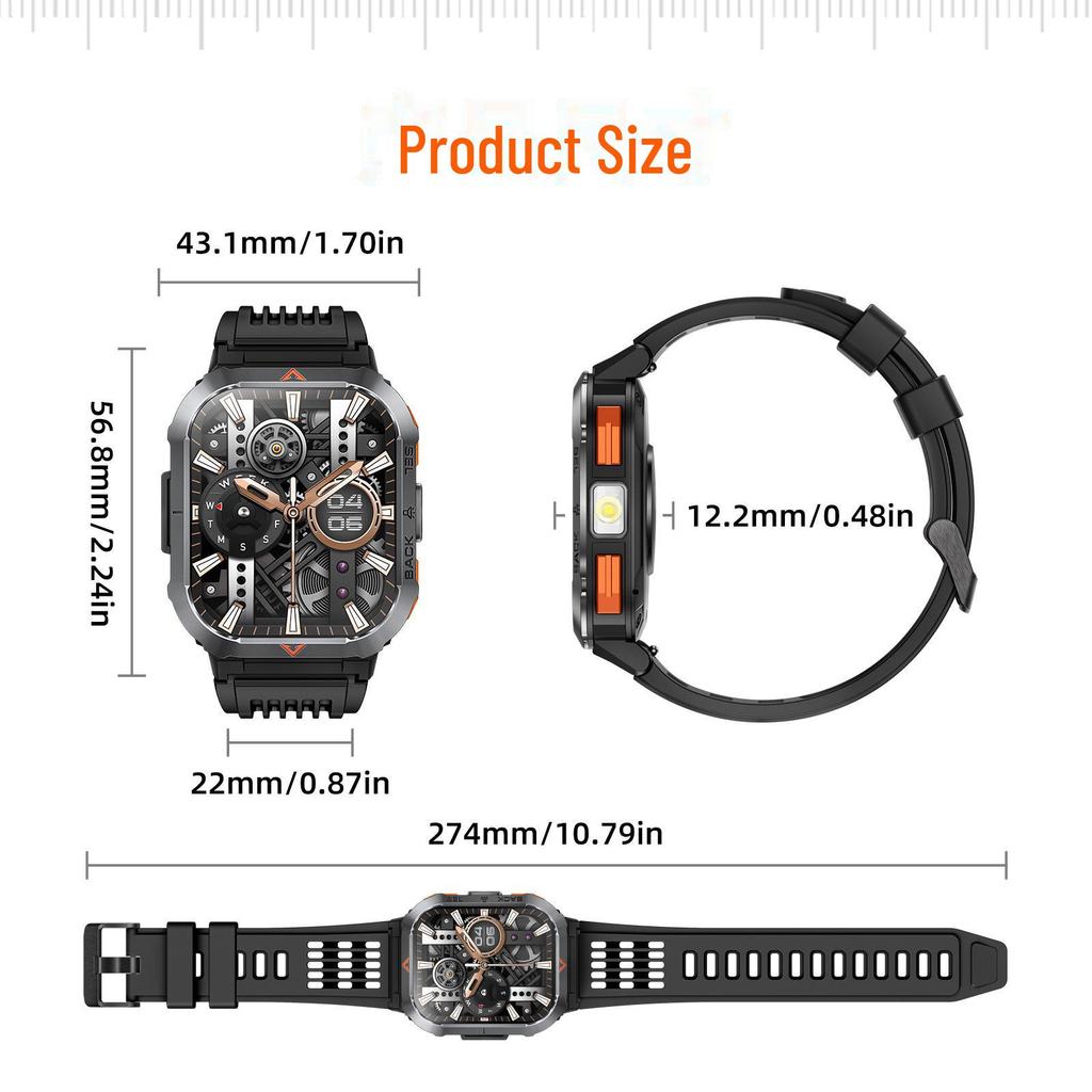 Cross-Border Outdoor Smart Sports Watch S50 - Bluetooth Calls, Compass, 30m Waterproof