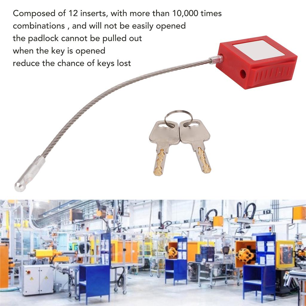 Lockout Tagout Cable Locks 85mm Shackle Steel Padlock with 2 Key for Equipment Maintenance