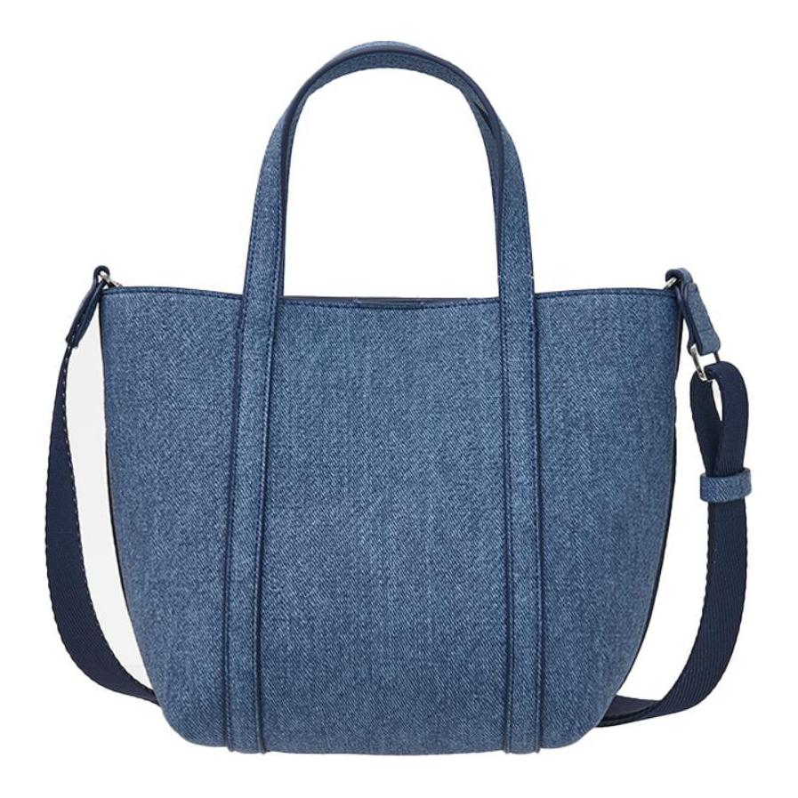 MLB 24FW New York Yankees Simple Large Logo Large Capacity Faux Leather Tote Bag Unisex Tote Bag Denim-Blue 3AORS884N-50INS-INDIGO