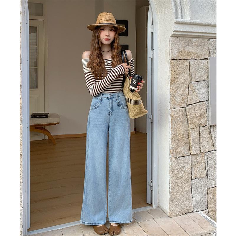 2026 Spring Plus Size High Waist Jeans for Women - Slimming Elastic Waist Straight & Wide Leg Pants.