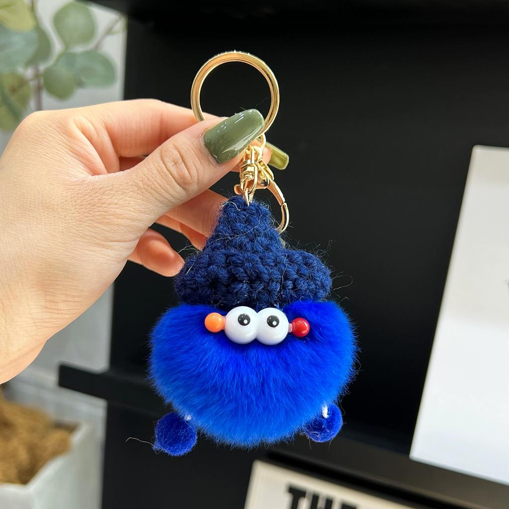Small Coal Balls Korean Ins Internet Celebrity Rex Rabbit Hairball Cute Elf Schoolbag Pendant Car Keychain Mobile Phone Pendant