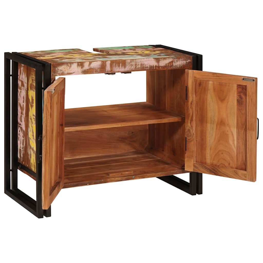 Washbasin Cabinet Multicolored Solid Reclaimed Wood