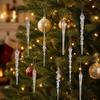 12Pcs Shining Christmas Icicle Pendants Transparent Acrylic Christmas Tree Ornaments  for Xmas Tree