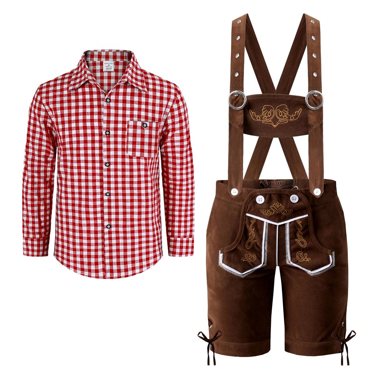 Jongens Oktoberfest Kostuum Bretels Peuter Kinderen Duits München Beiers Lederhosen Bierfeest Carnaval Halloween Verkleedfeest 7-8 Years