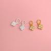 S999 Sterling Silver & 18K Gold Inlaid CZ Four-Leaf Clover Charm for DIY Bracelet/Necklace Beading & Weaving