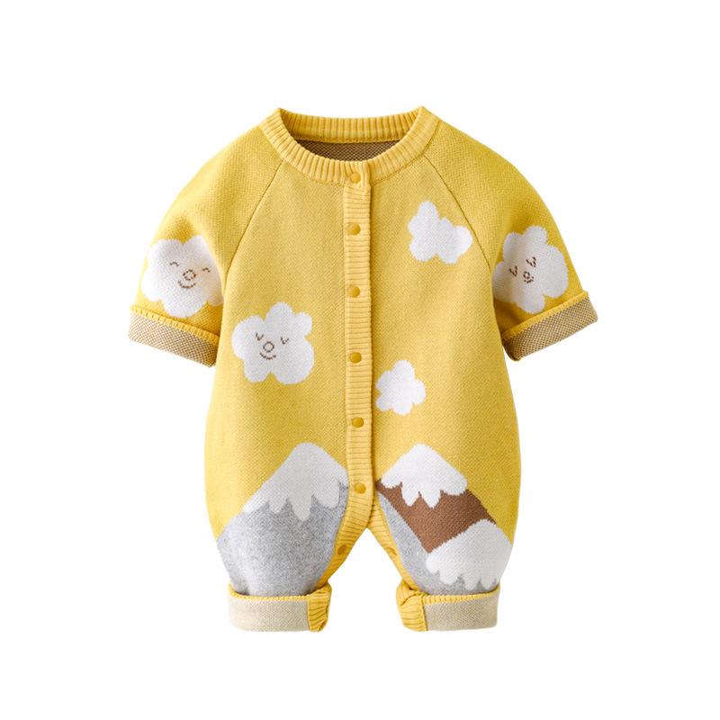 Autumn and Winter Boys and Girls Long-sleeved Casual Knitted Jumpsuit