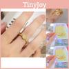 Stylish Minimalist And Open Design Square Sugar Yellow Crystal Ring For Women Jewelry Gold