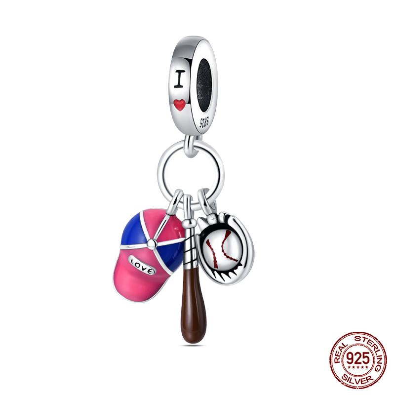 New In Copper Football Baseball Dumbbell Badminton Charms Beads Fit Qikaola Original Bracelet Fine Diy Jewelry Gift