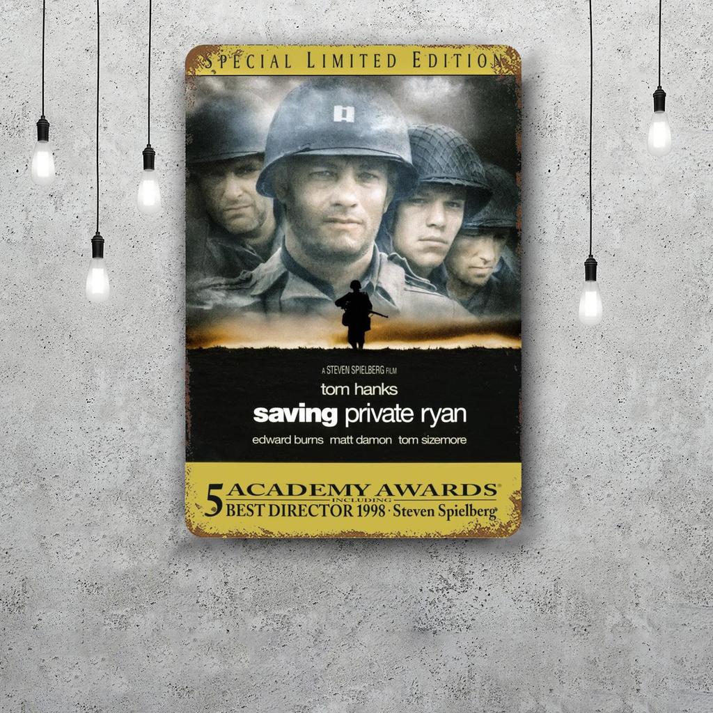 Saving Private Ryan Movie Decor Poster Vintage Tin Sign Metal Sign Decorative Plaque for Pub Bar Man Cave Club Wall Decoration