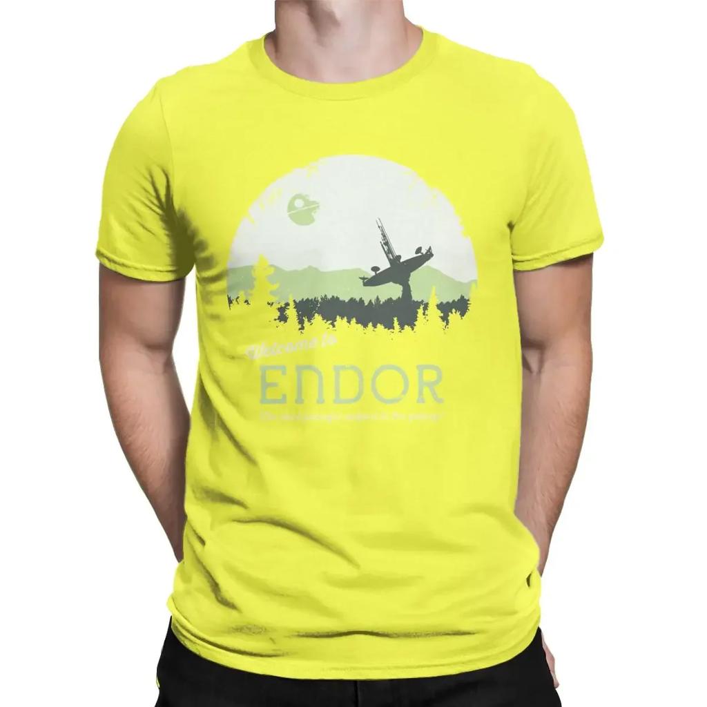 Men T-Shirt Welcome To Endor Star Wars Casual Pure Cotton Tees Short Sleeve Disney T Shirt Round Collar Clothes Printed