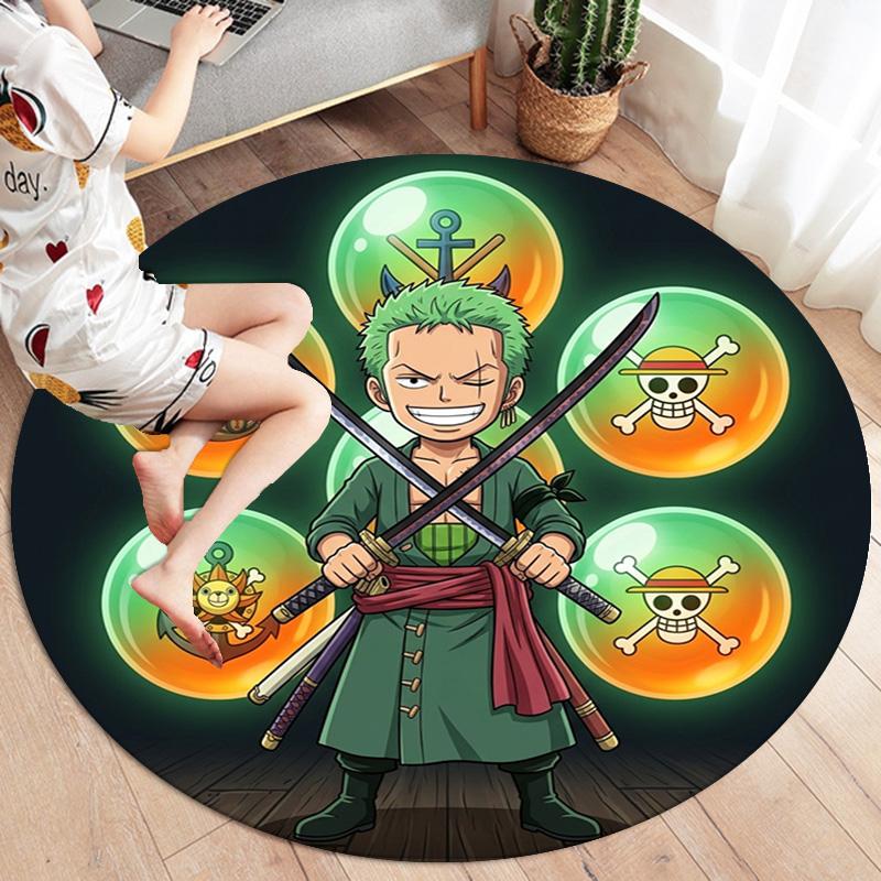One Piece Poster Round Area Rug Carpet Rug For Living Room Bedroom Sofa Playroom Decor Nonslip Floor Mat