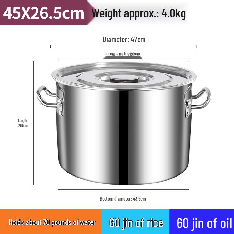 Large Capacity Stainless Steel Induction Soup Pot with Lid