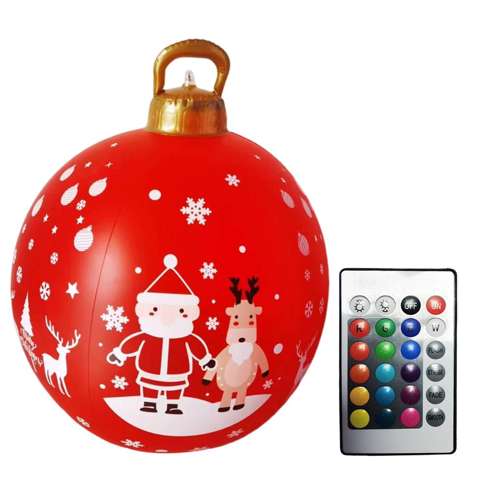 Гигантский светящийся надувной рождественский шар с огнями, водонепроницаемый ПВХ, светящийся рождественский шар, домашний сад, реквизит для вечеринки, праздничные принадлежности 60cm