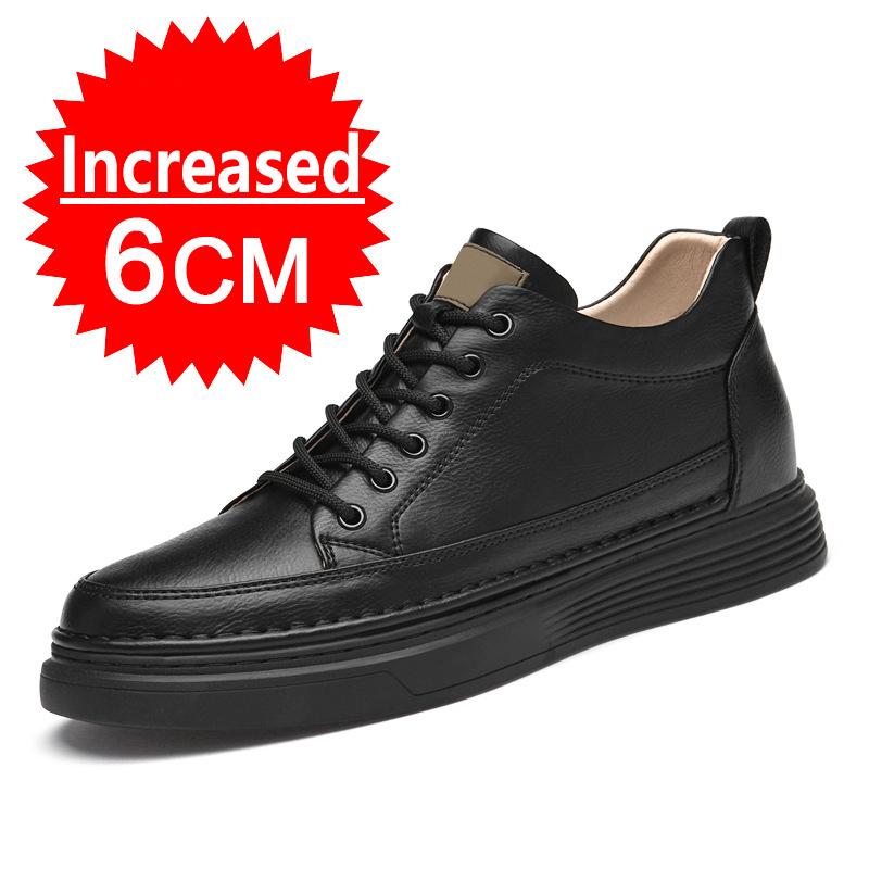 

Новая мужская трендовая обувь с высоким верхом, на толстой подошве, из коровьей кожи, увеличивающая рост, британская обувь, высококачественная деловая мужская повседневная обувь 47